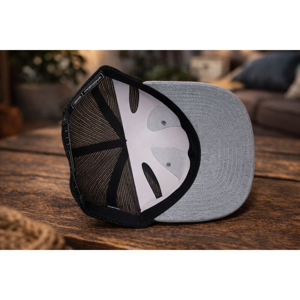 Richardson 112 Trucker Hat Rock & Armor Leather Patch Gray Black Adjustable - Picture 5 of 6